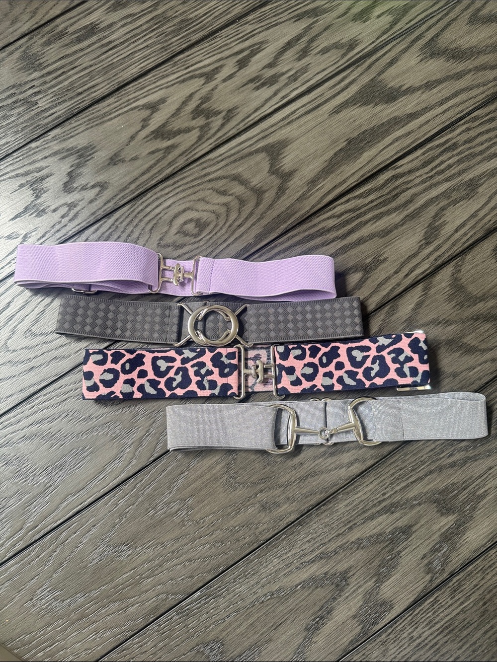Equestrian Stretch Belts - Lavender, Gray, Shimmer Silver, Pink Leopard